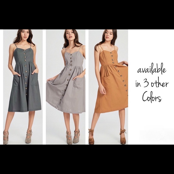 🆕Demi Ivory Button Front Linen Midi Dress - Picture 6 of 6